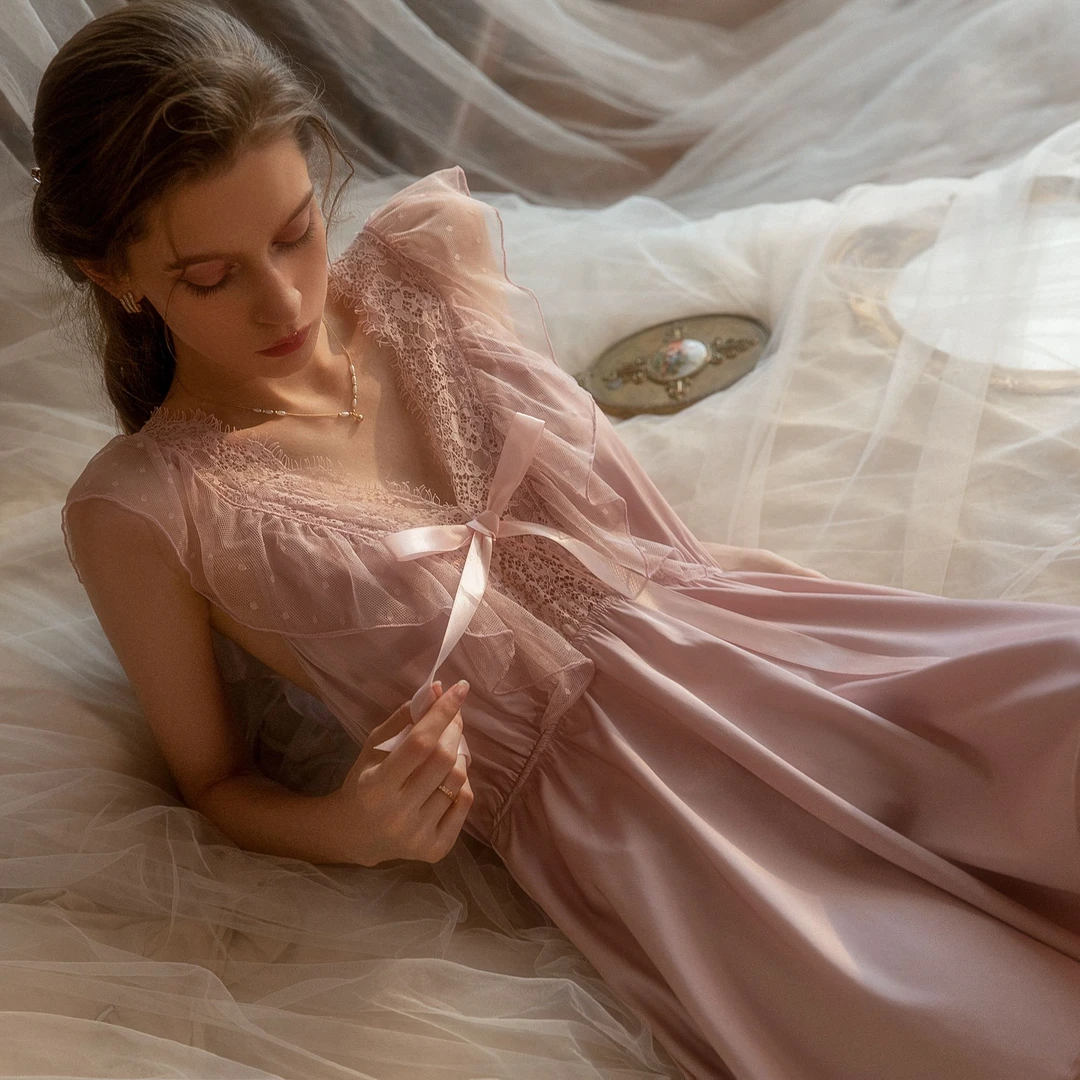 法式性感冰丝纯欲美背轻奢高级感公主风2025新款爆款无胸垫睡裙