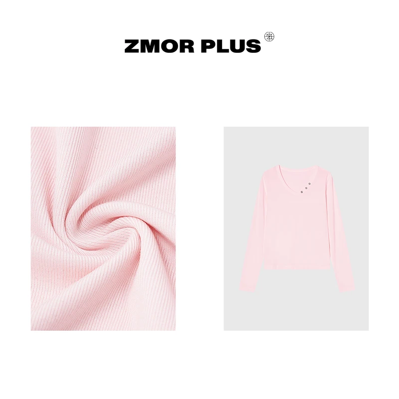 ZMOR+25新款 天丝V领紧身弹力贝壳扣打底衫P25AS510