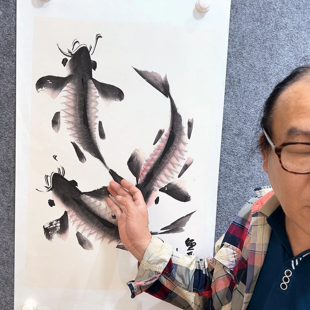 国画知鱼之乐纯手绘