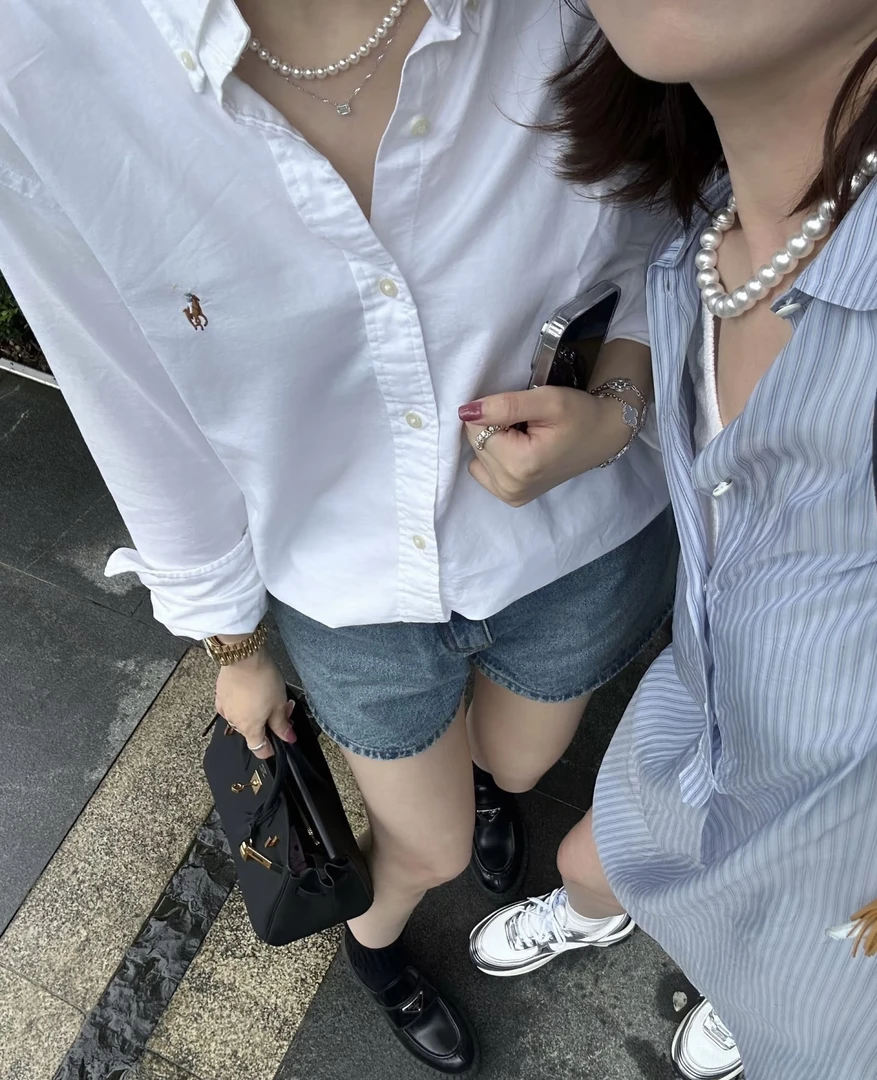 TUZI*【R61】彩色小马夏季牛津纺纯色衬衫 男女同款