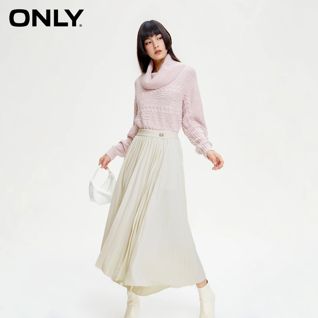 【春游出行】ONLY百搭A字显瘦中长款百褶裙半身裙女|123316004