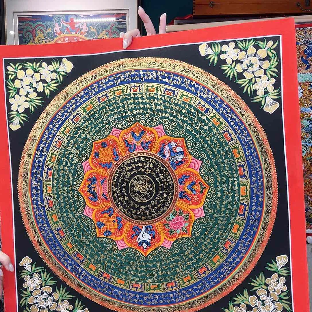 装裱画尼泊尔手绘唐卡画芯