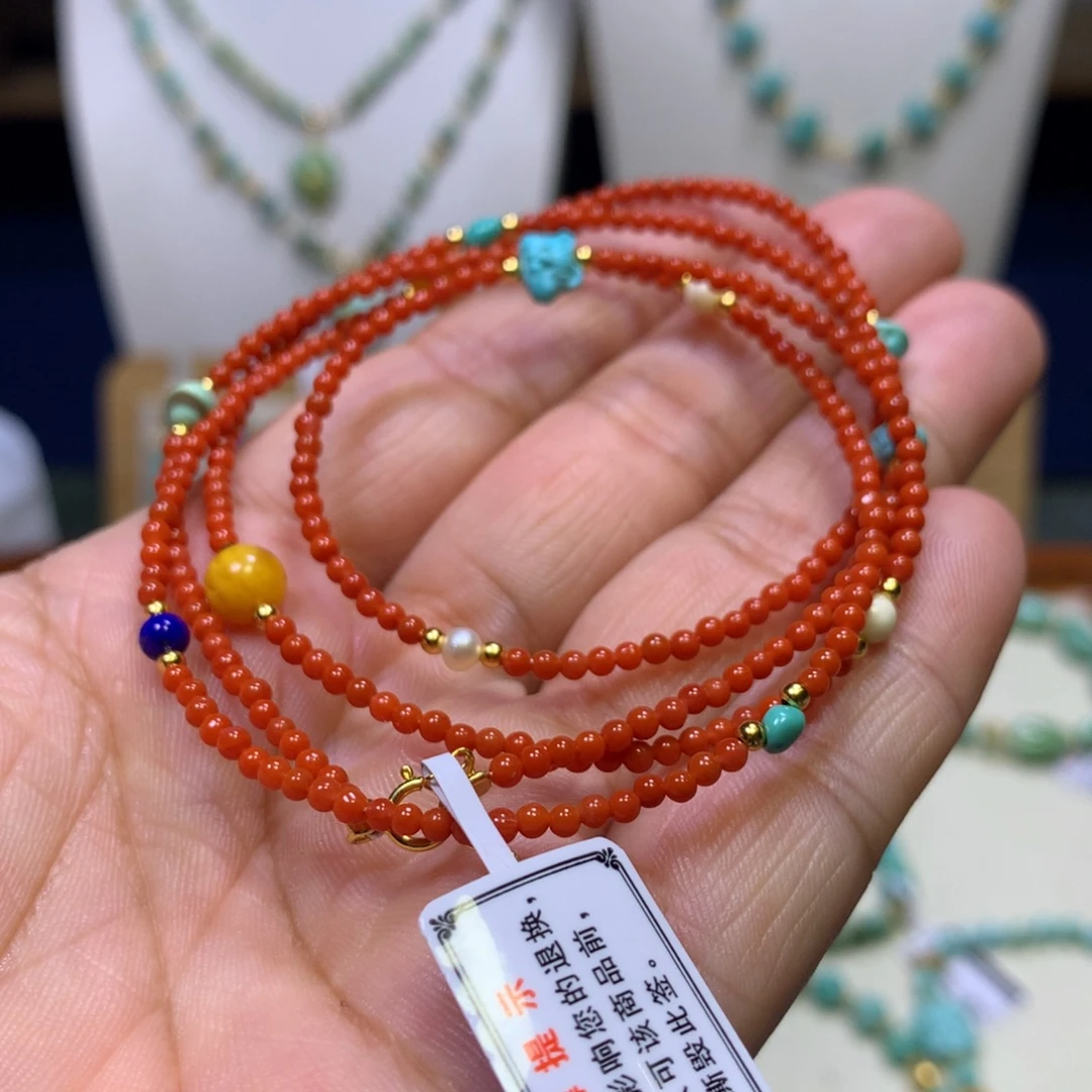 南红玛瑙银S925镀金镶嵌项链