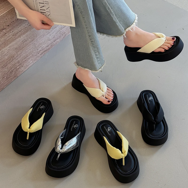 【达人专属】贾不假云朵人字拖女外穿夏季流行百搭厚底海边凉拖鞋子