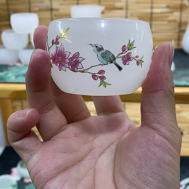 白玉喜上眉梢琉璃小杯