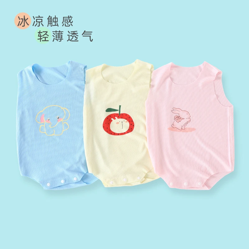 新生儿无袖包屁衣夏装哈衣吊带夏季薄款宝宝三角爬背心婴儿连体衣