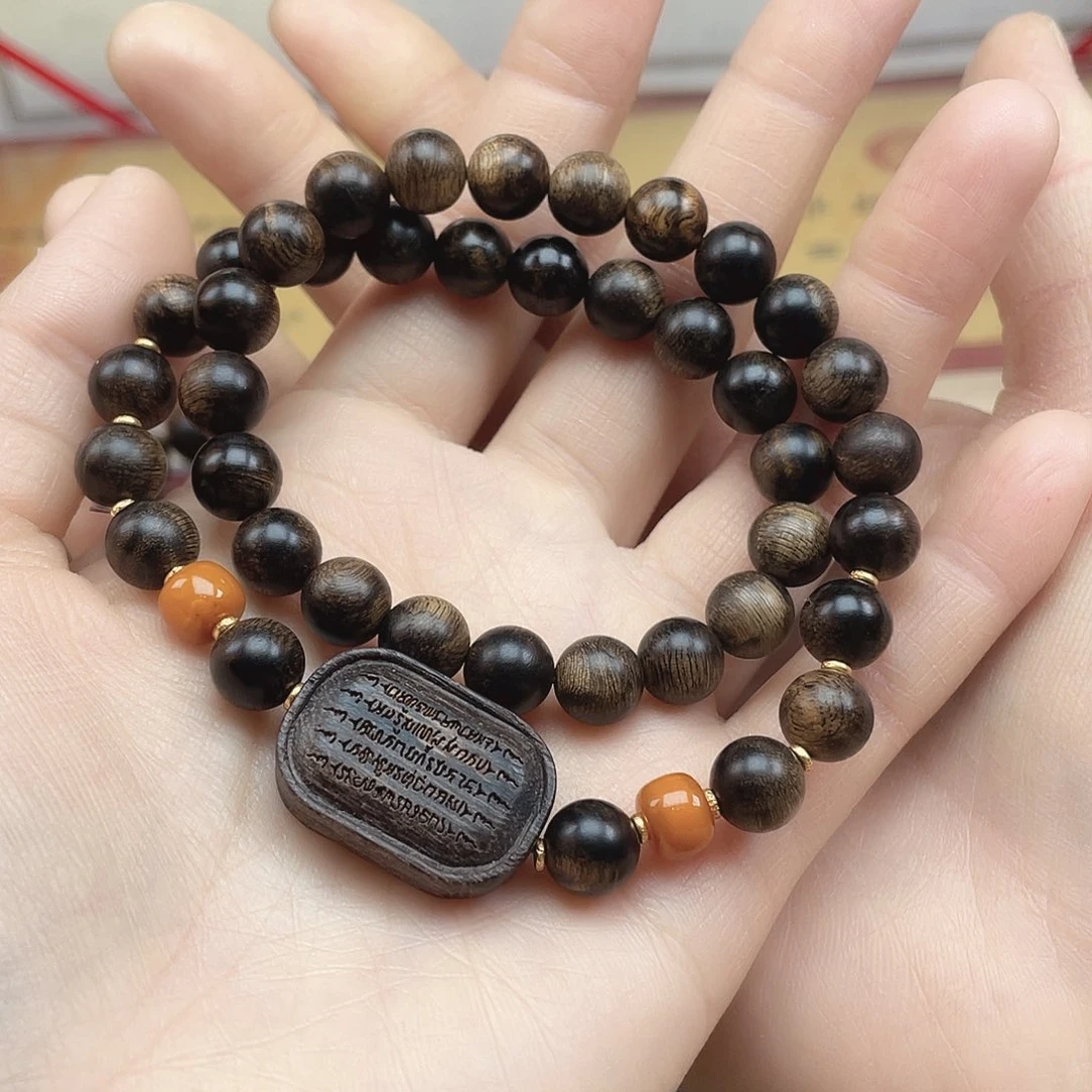 沉香手串越南芽庄白棋玉化瘤疤水波