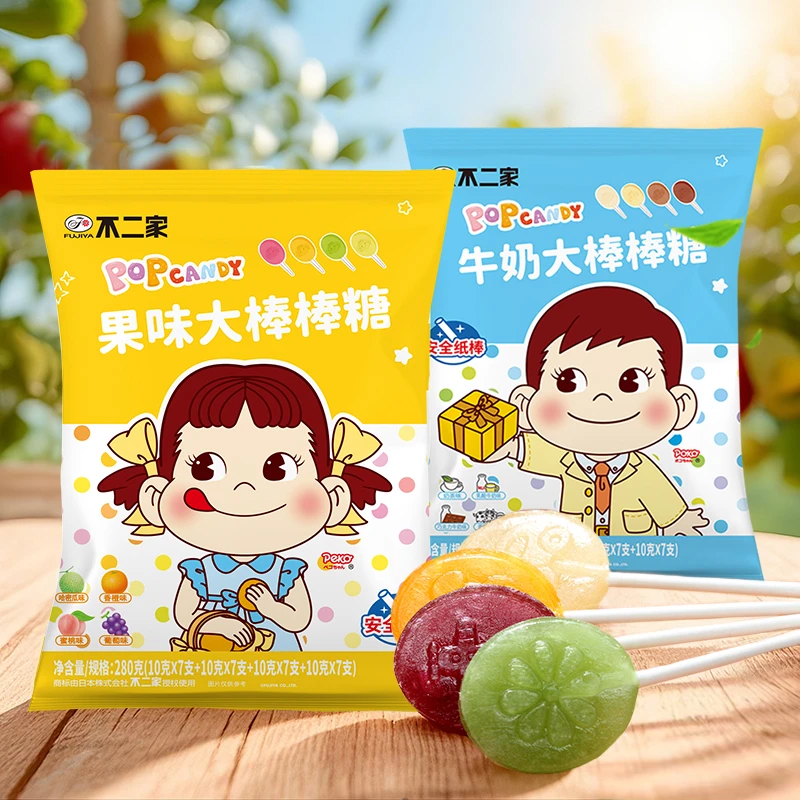 不二家官方旗舰店大棒棒糖28支一袋年货果味可爱醇香香甜圣诞糖果
