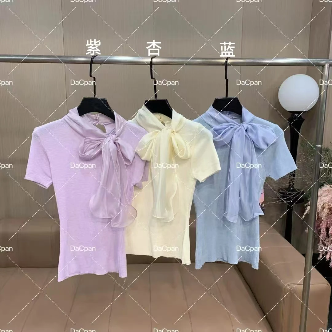 DACPAN-“青春港女”缎带蝴蝶结针织上衣 2025/盼·PP 3638