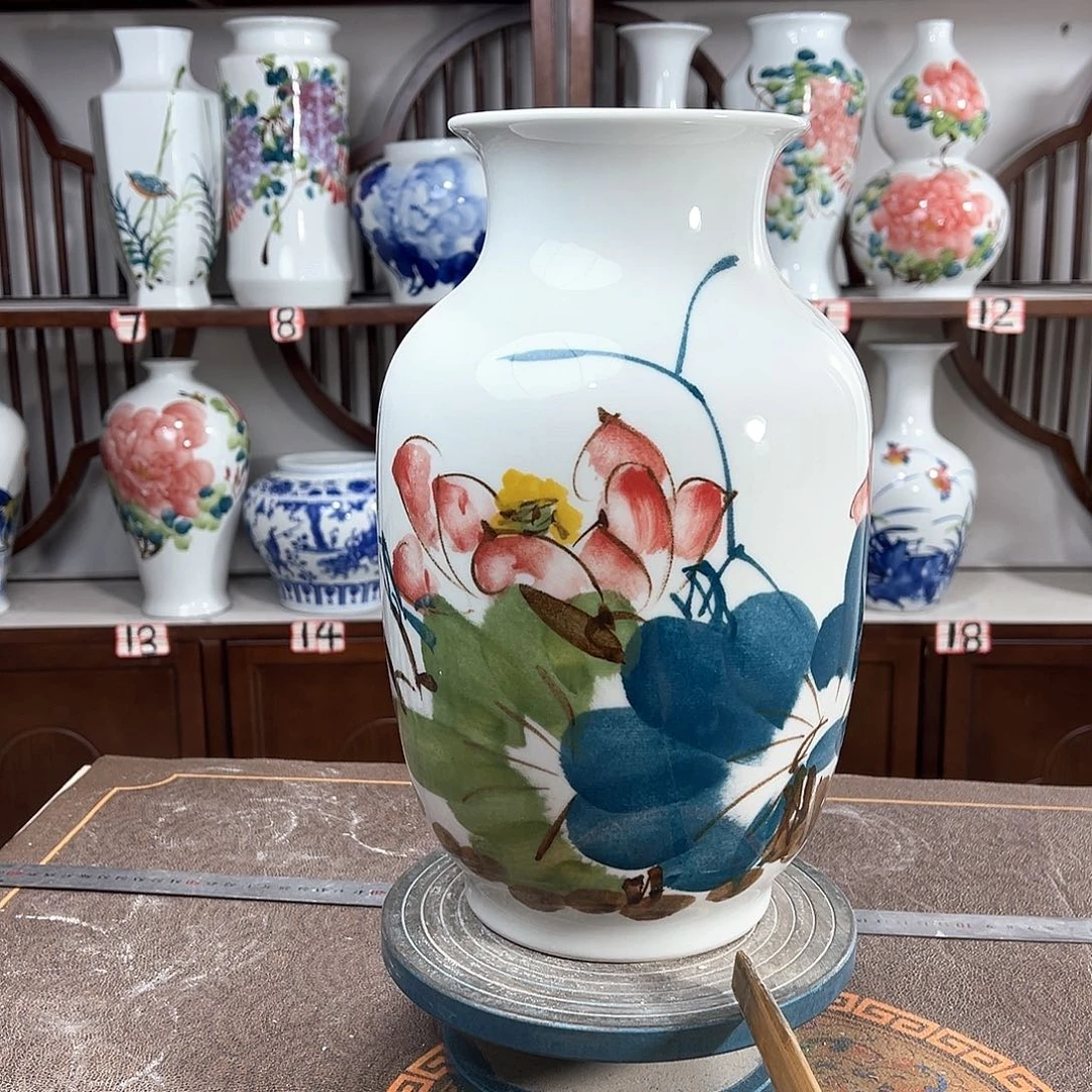 摆件景德镇陶瓷大冬荷花花