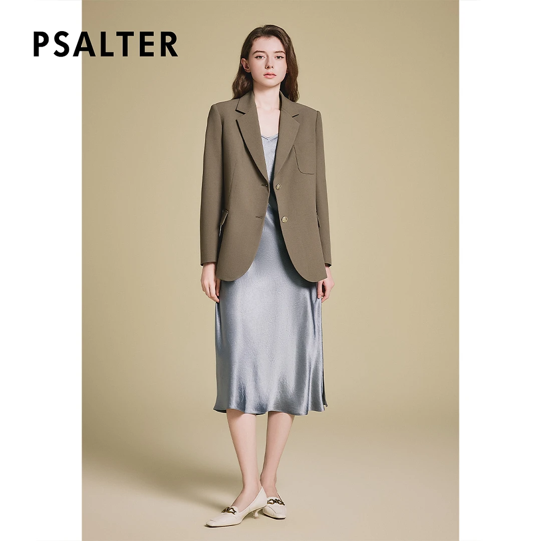 诗篇专选气质西装领单排扣宽肩垫肩宽松西装女外套秋季新款