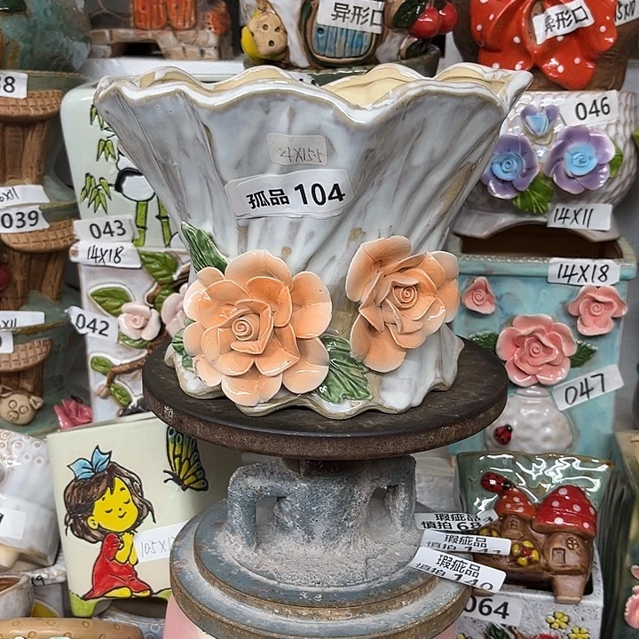 紫砂花盆粗陶材质多肉花盆孤品