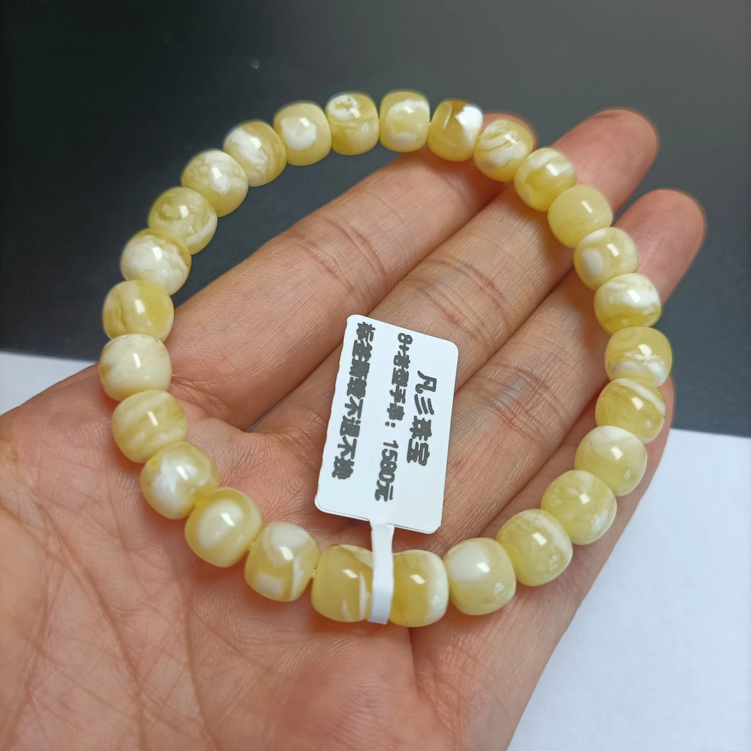 天然蜜蜡老型手串~俄料金瓷白高货毕业级品质~8+老型~4291