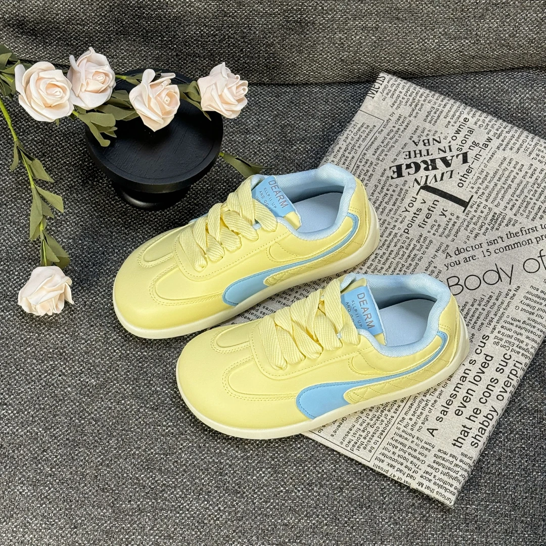 薄荷生巧泡芙德训！鞋百搭丑萌芒果头复古板鞋2025春秋运动休闲女