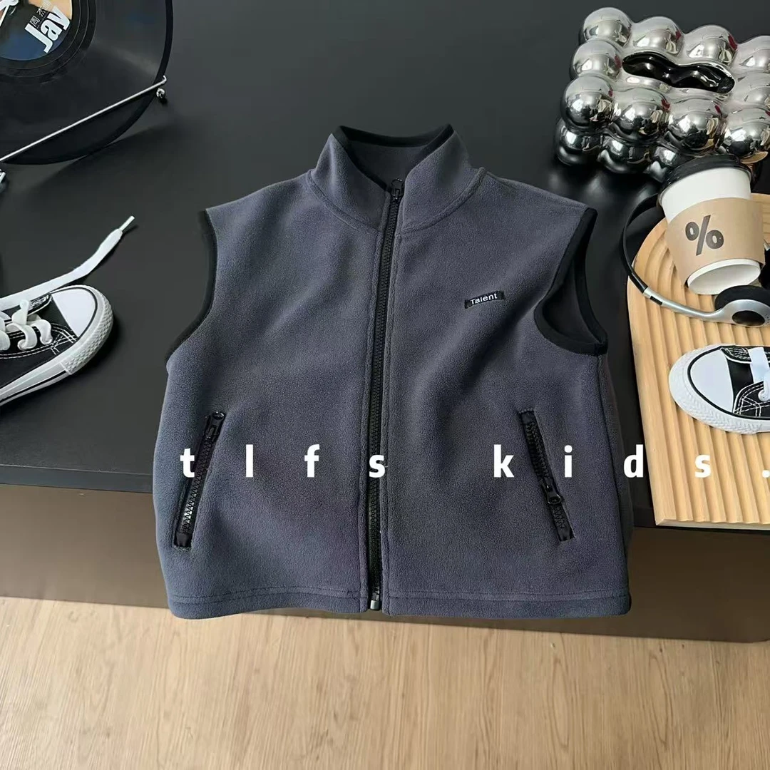 童例「25472立领双面绒马甲外套」秋冬儿童韩版男童女童中性百搭潮