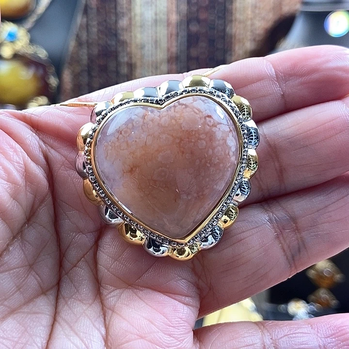 玛瑙/玉髓银S925镶嵌颈饰樱花玛瑙吊坠胸针两用款