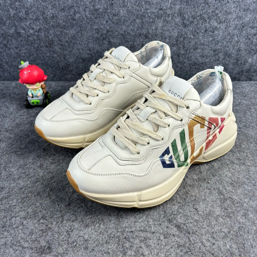 95新 GUCCI/古驰 彩虹字母印花老爹鞋 36码 YLP1891