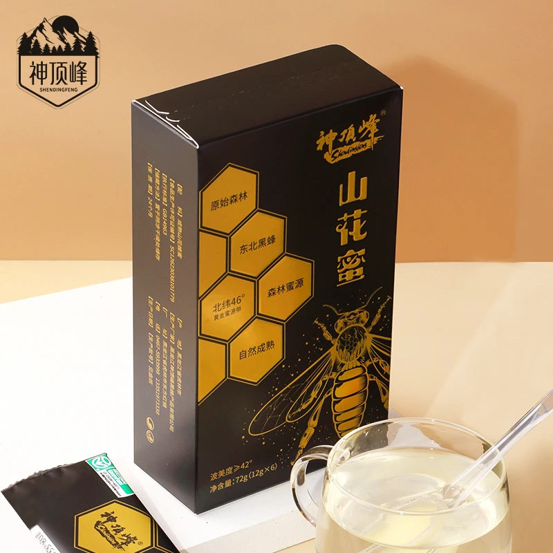 神顶峰 黑蜂山花蜜森林蜜自然成熟便携勺子蜜绿色食品一盒