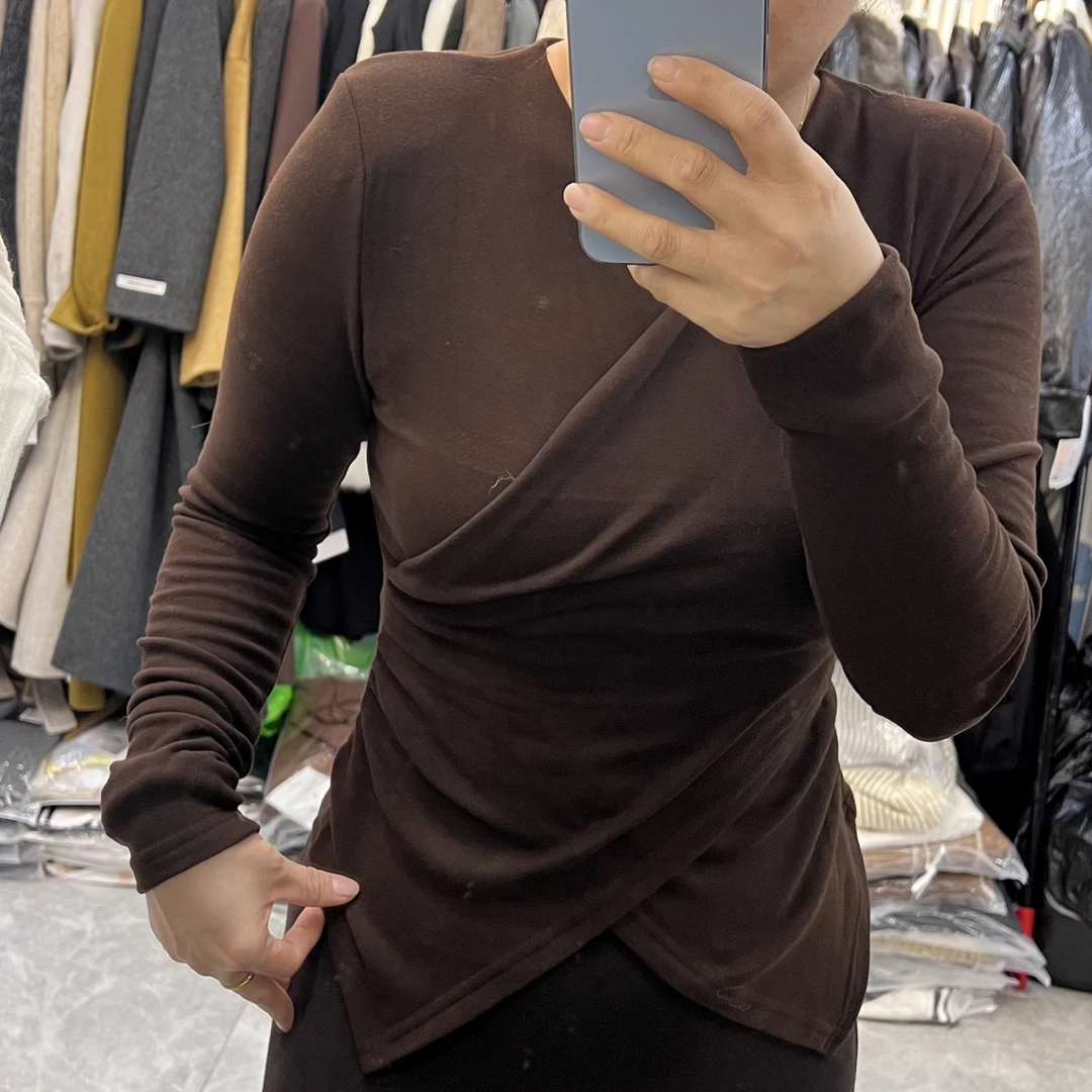 长袖气质长袖t恤女V领打底