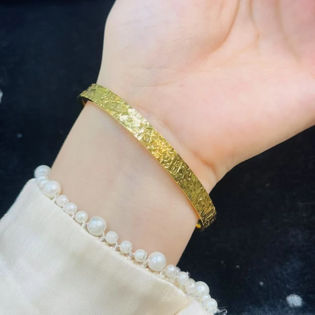 【小民】轻奢精致款时尚手工捶打碎冰冰吉言手镯 HJ212