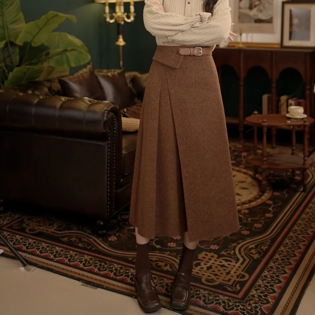 琦琦【漂泊语】港风复古半身裙显瘦高腰百搭裙子YE0706130