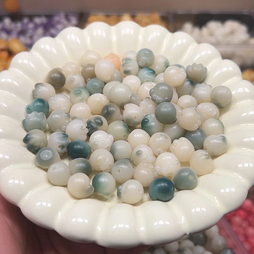 菩提根/象牙果手串25颗微瑕海盐蓝猫爪