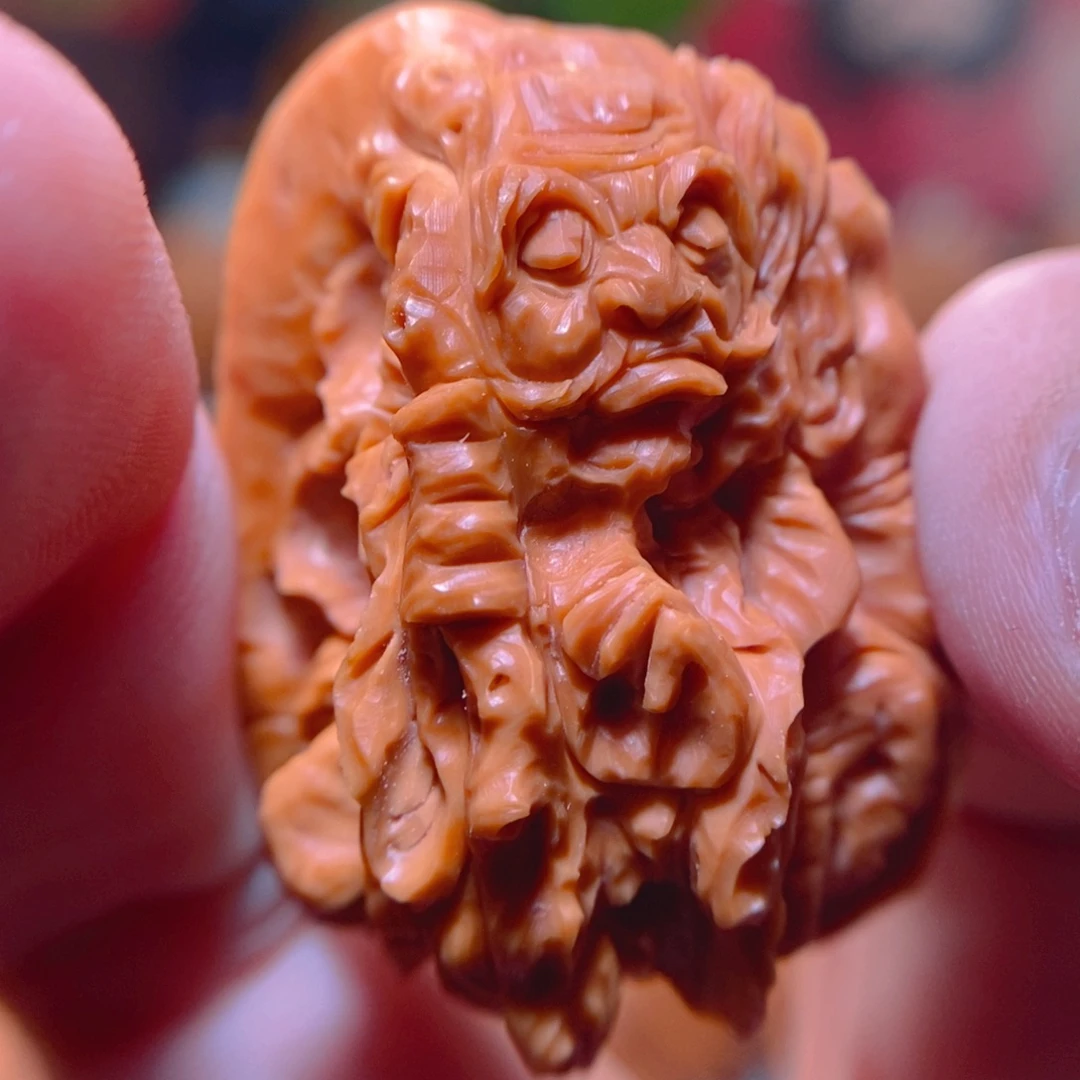 不***道把件文玩核桃纯手工雕刻达摩