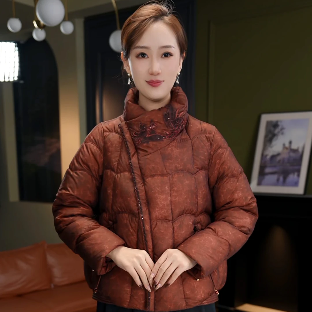 【栖夫人】2025冬季新款时尚休闲优雅百搭鹅绒服6009