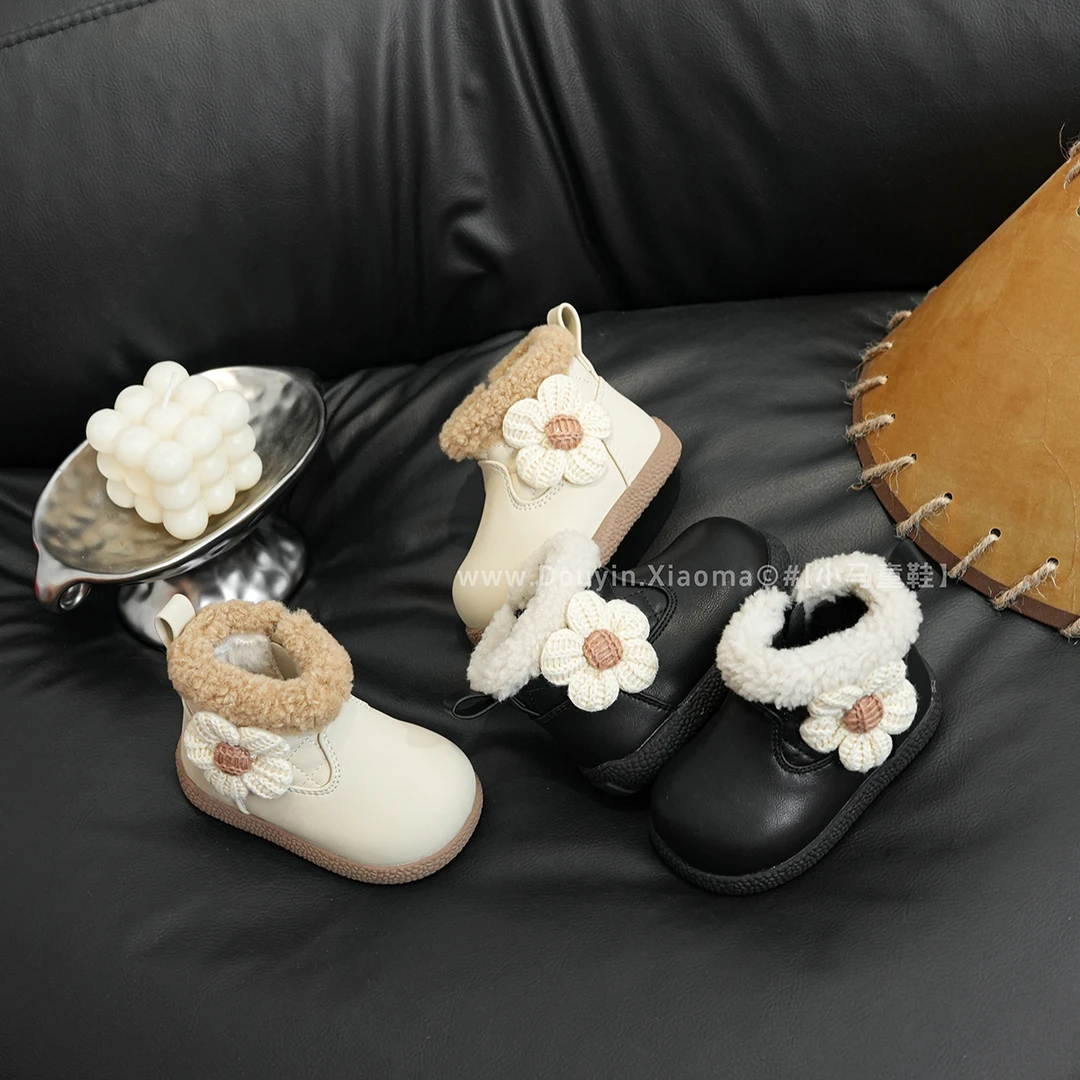 宝宝棉鞋女宝软底冬季新款学步鞋加绒保暖儿童棉靴洋气小女孩靴子