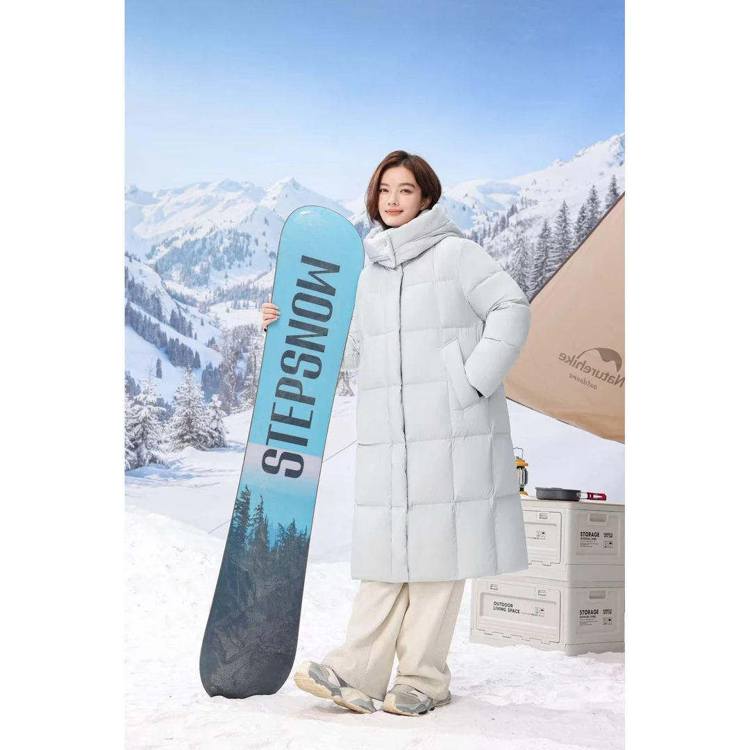 【冰川蓝】TFK【四面弹】新款女士中长款秋冬长款羽绒服HD3011