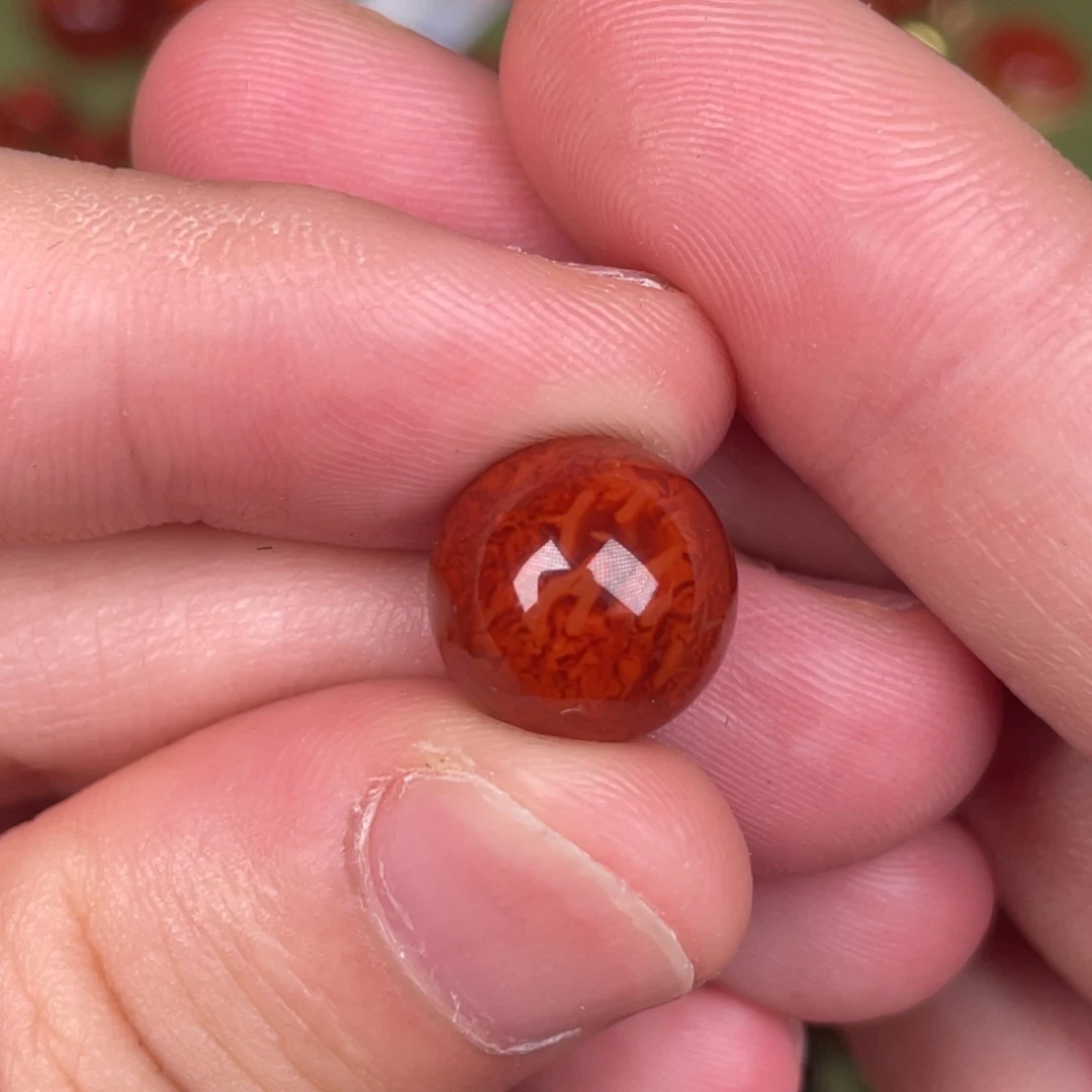 南红玛瑙未镶嵌其他11.9mm瓦西玫红火焰纹单珠