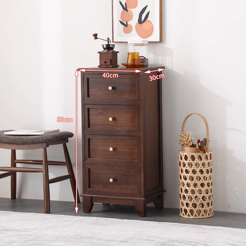 宽四斗实木柜卧室床头柜美式抽屉柜小型客厅靠墙边柜墙角收纳柜