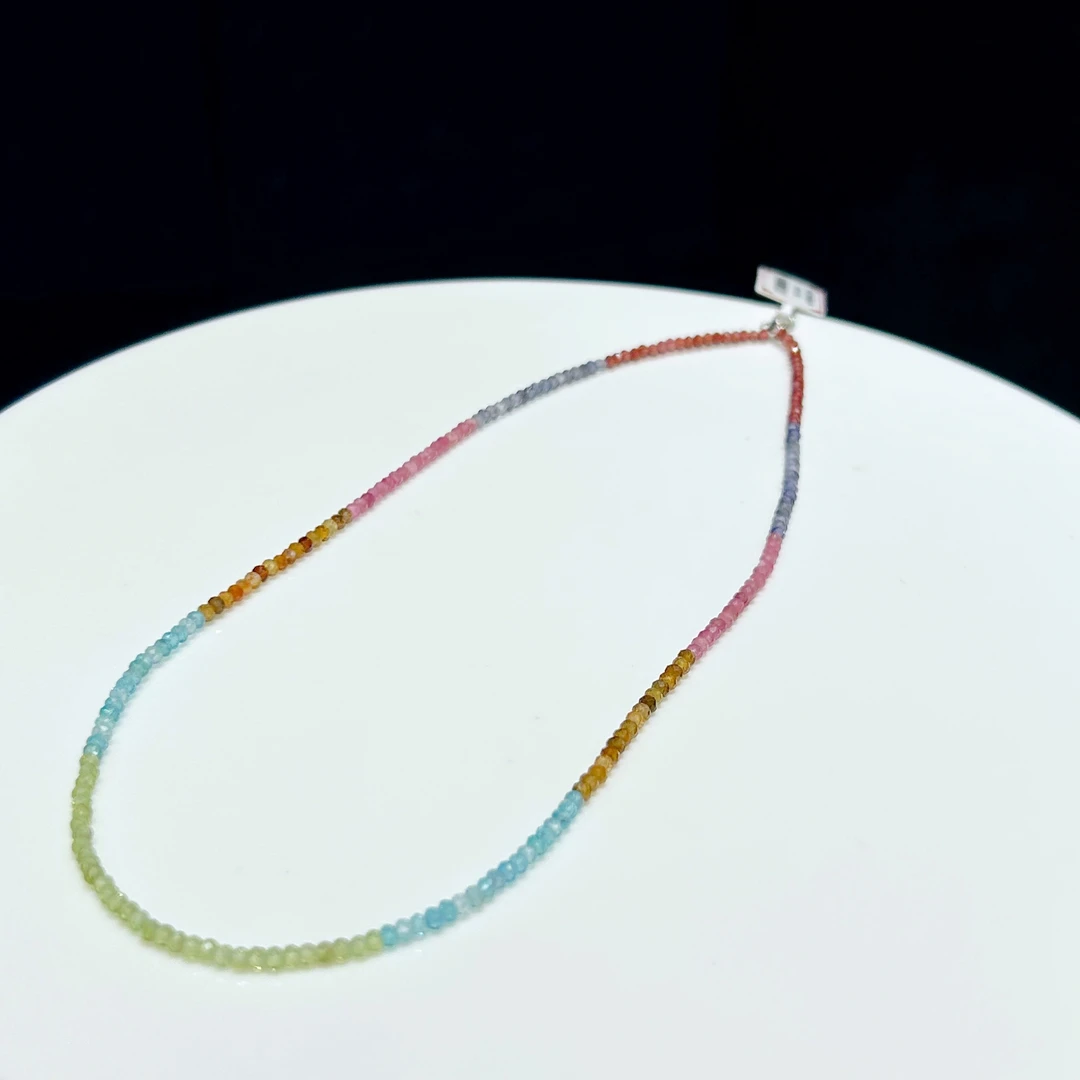 【石古会】天然碧玺彩虹项链【多样性发一】珠径约2mm左右【BX002】