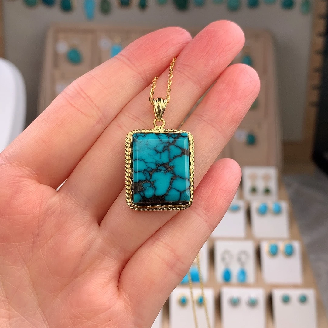 绿松石银S925镶嵌颈饰