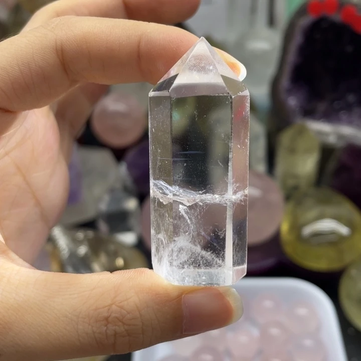 水晶珠宝半成品未镶嵌蓝针白柱19