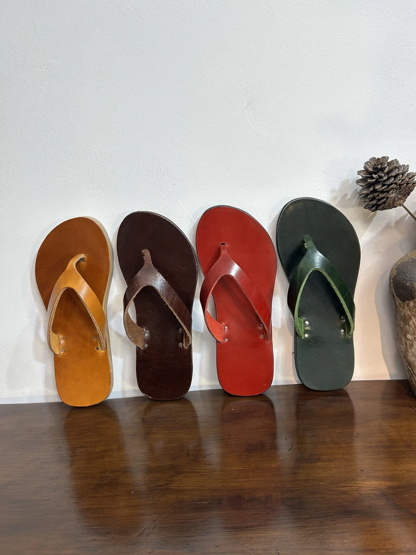 2025夏季复古牛皮人字拖舒适百搭简约防滑树高皮人字拖鞋QJ2538