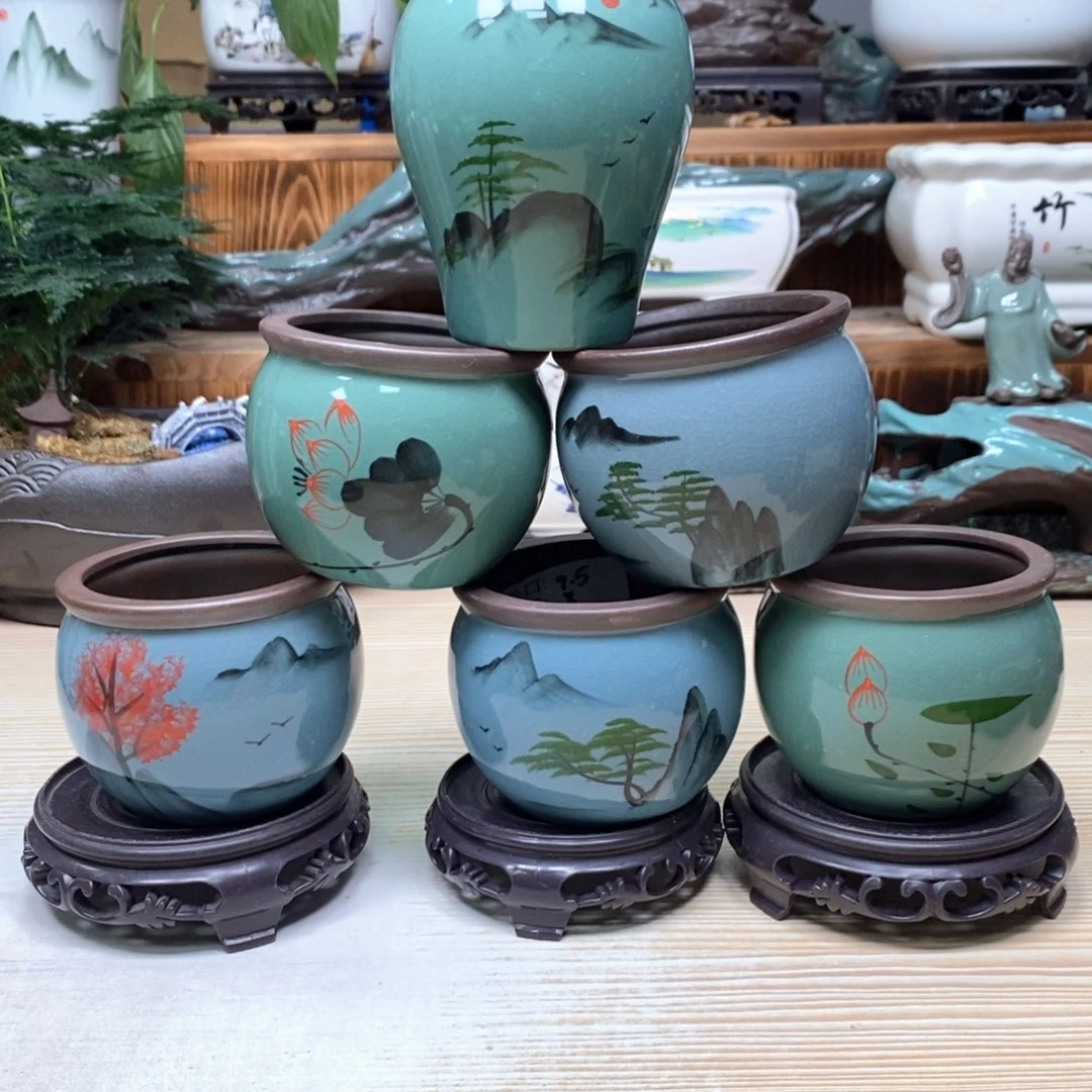 紫砂花盆陶瓷艺术花盆陶瓷