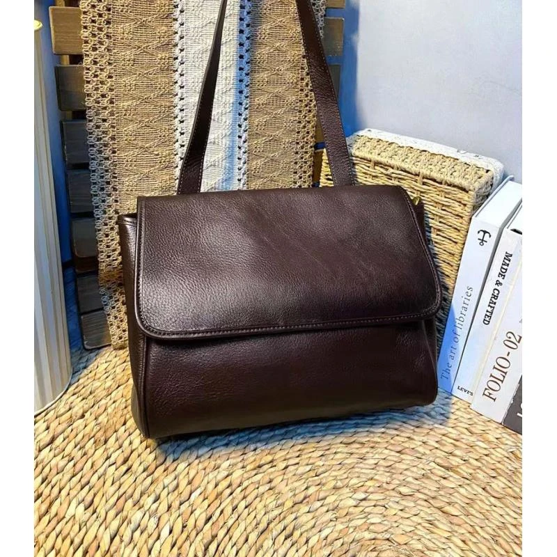 2024新款时尚简约风通勤百搭包LTBB-4501棕红色