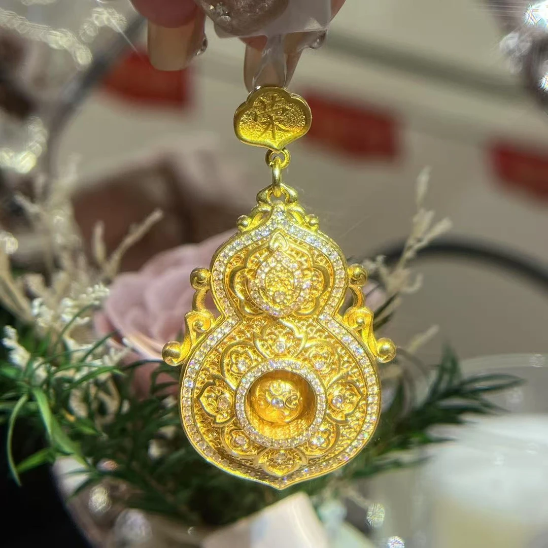 【麦绮珠宝】足金999古法镶嵌莫桑人生四美螺钿吊坠