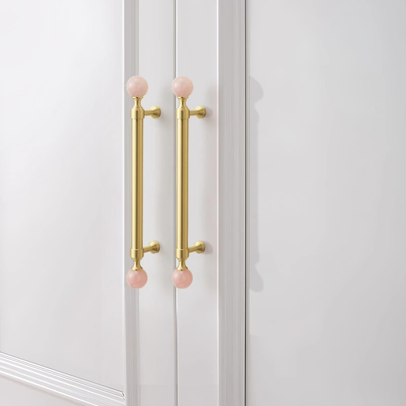 法式黄铜柜门拉手高档轻奢电视储物柜浴室柜衣柜橱柜抽屉水晶把手