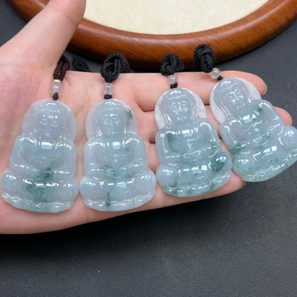 粉丝福利！天然缅甸飘花翡翠吊坠A货正装观音菩萨玉吊坠多样性发一