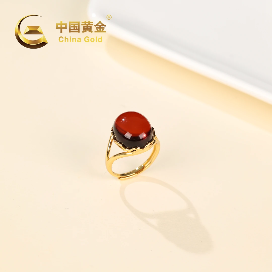 【中国黄金】逐圆 | 琥珀*戒指*S925银镶嵌-J1081-Y