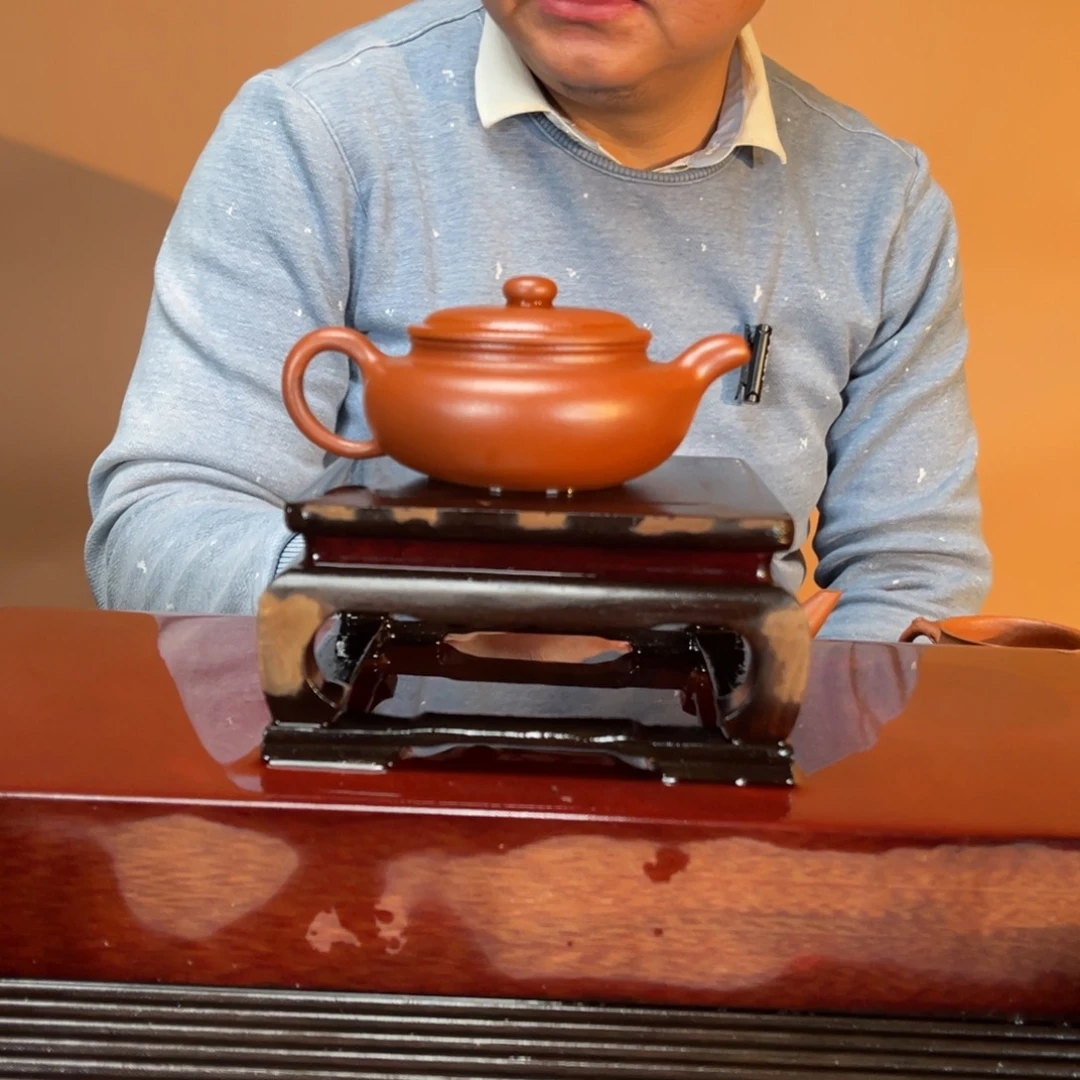 紫砂茶壶高端180cc大红泥扁腹