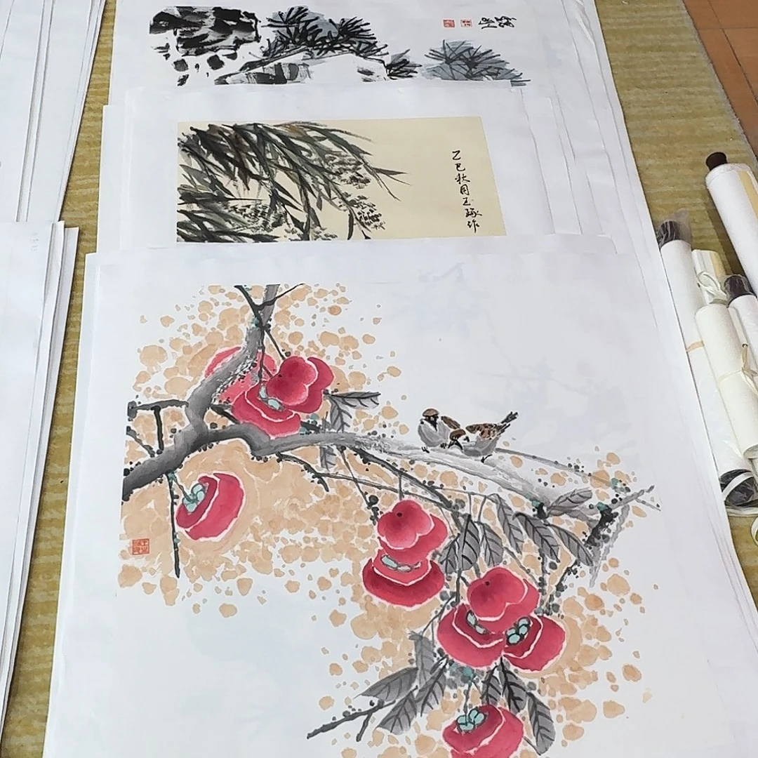 国画四尺斗方手绘作品