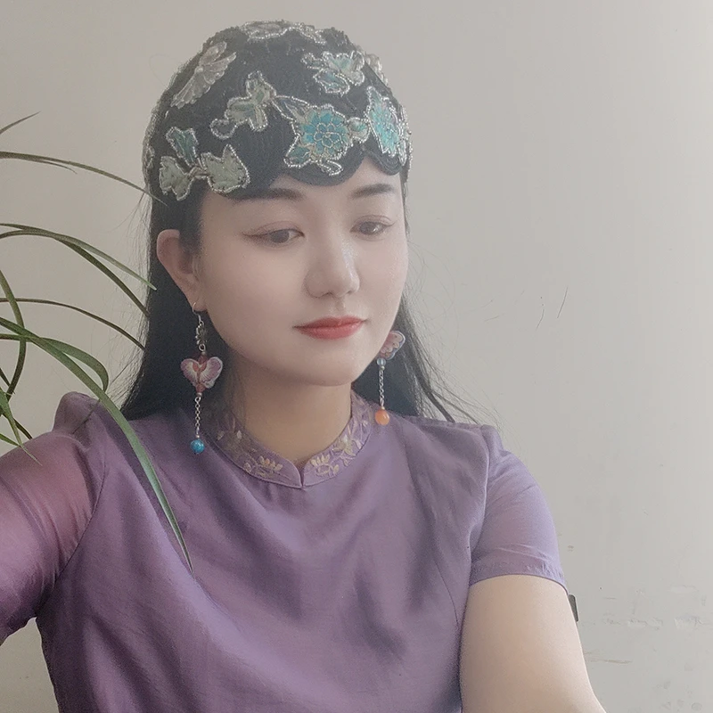 扶茶原创设计-民族风老绣发箍帽46