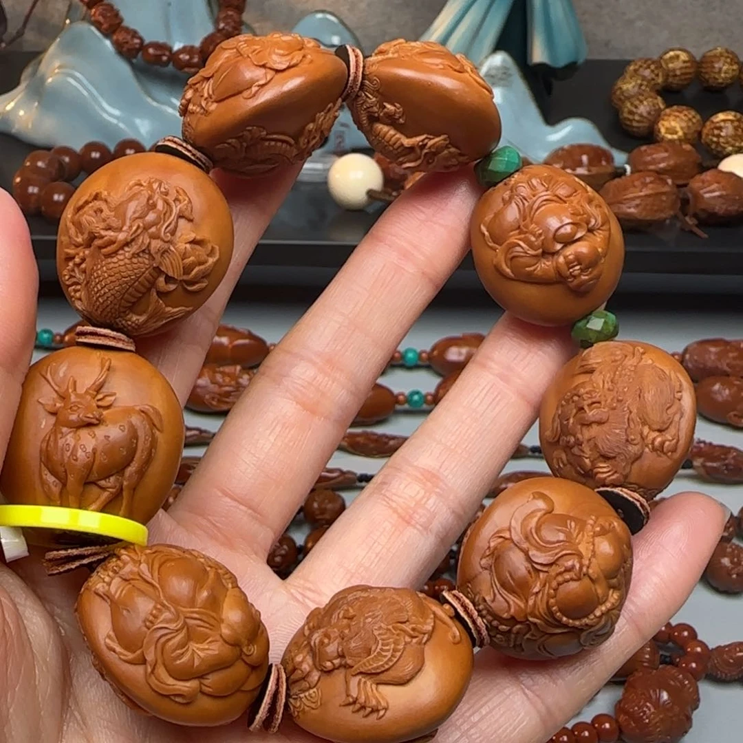 橄榄核手串/手链2.5尺寸瑞兽弥勒手串