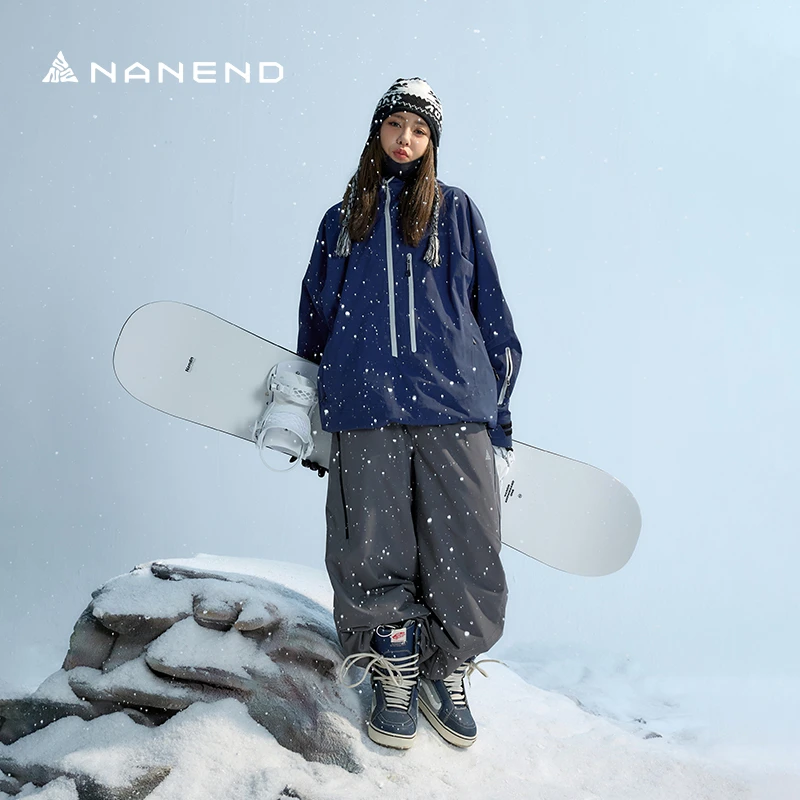 Nanend南恩新款透湿宽松滑雪服套装防水保暖雪服衣裤套装