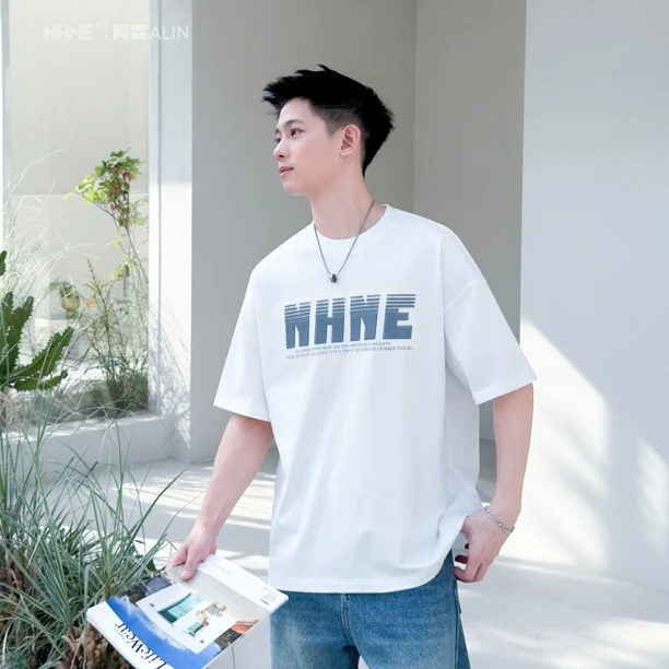 【阿霖ALIN】美式休闲立体字母刺绣款夏季潮流百搭纯棉情侣短袖T恤