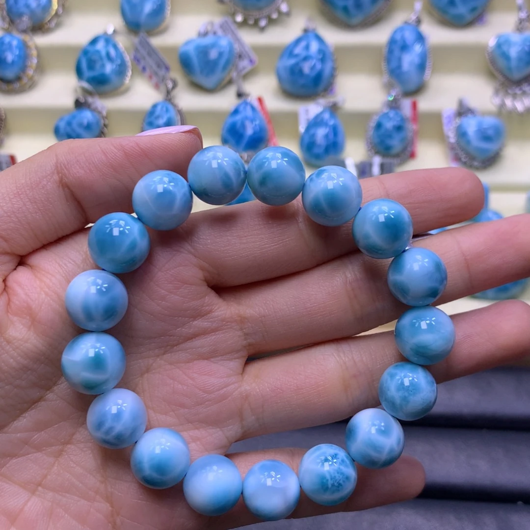 针钠钙石（海纹石）未镶嵌手串12+手串色差略异