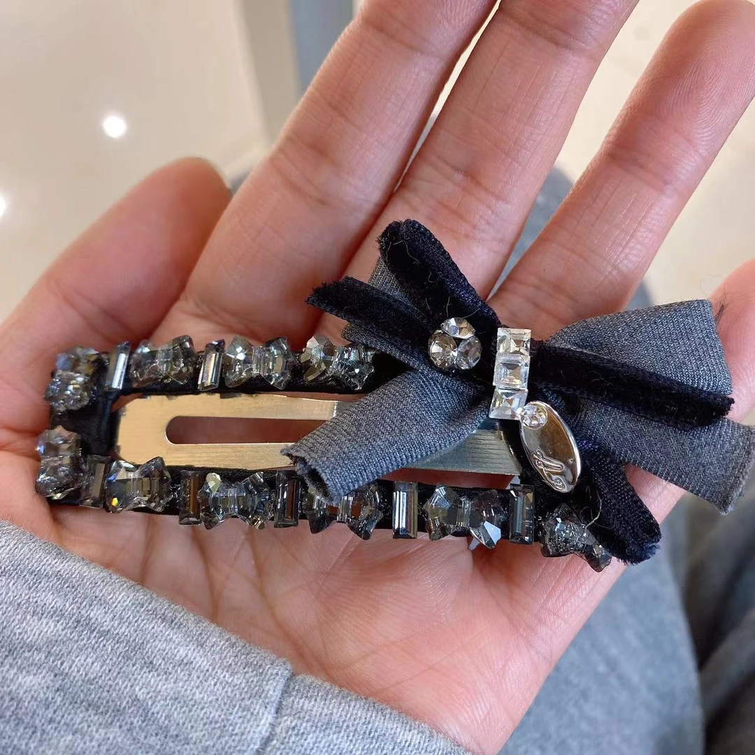 M1638韩版2025款蝴蝶结钻钻掰掰夹百搭小香风